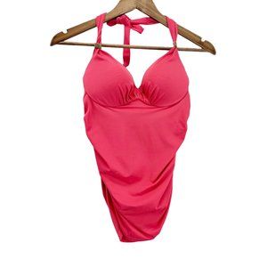 Victoria’s Secret Tankini Swim Top Pink Ruched Padded Cups 34B